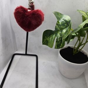 Chic Red Plush Heart Keychain